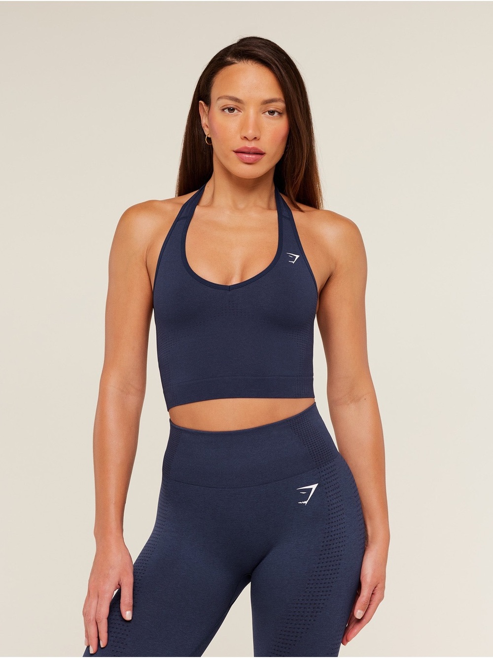 Gymshark Vital Halter Neck Tank With Shelf - Blue Marl